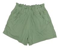 Khaki bavlněné paper bag kraťasy 