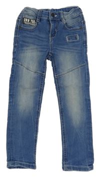 Modré teplákové skinny rifle s nášivkou Topolino