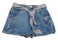 Modré riflové kraťasy s páskem C&A