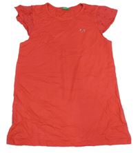 Jahodové tričko s madeirovými rukávy a kamínky Benetton