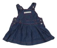 Tmavomodré riflové laclové šaty s nášivkou 