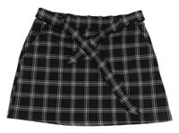 Černo-bílá kostkovaná úpletová sukně s páskem C&A