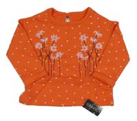 Nové - Korálová puntíkatá mikina s kytičkami Dunnes