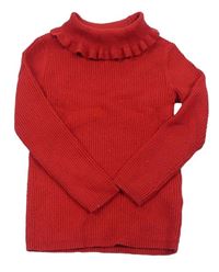 Červený žebrovaný svetr s rolákem George 