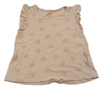 Světlerůžový top s mušlemi a volánky H&M