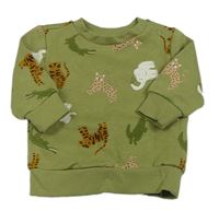 Khaki mikina se zvířátky zn. Primark