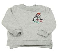 Šedá melírovaná mikina s Mickeym a Gooofym  zn. Disney