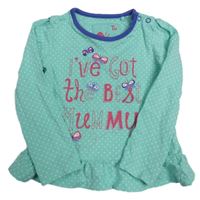 Mátové triko s puntíky s nápisem Tu