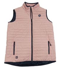 Světlerůžovo-tmavomodrá šusťáková prošívaná zateplená vesta vel. 176