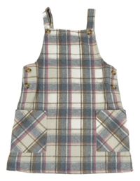 Modro-bílo-růžové kostkované laclové šaty Primark