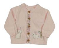 Světlerůžový propínací svetr se zajíčky Nutmeg