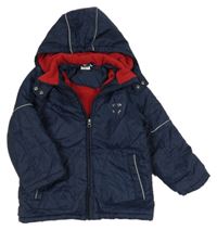 Tmavomodrá šusťáková zimní bunda s kapucí Pocopiano