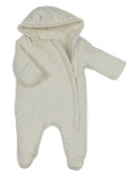 Bílá bavlněná prošívaná zateplená kombinéza s kapucí George 