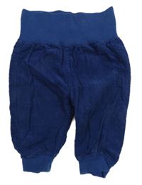 Tmavomodré manšestrové cuff kalhoty H&M