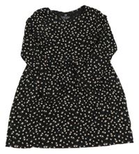 Černé bavlněné šaty s kytičkami H&M