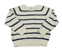 Smetanovo-tmavomodrý pruhovaný svetr Zeeman