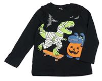 Černé triko s dinosaury C&A