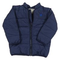 Tmavomodrá šusťáková prošívaná zimní bunda Jojo Maman Bébé