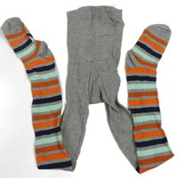 Šedé punčocháče s proužky 