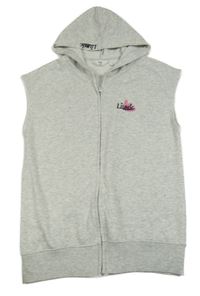 Šedá melírovaná tepláková vesta s nápisem a kapucí H&M