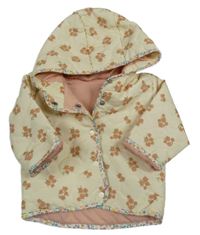 Smetanová šusťáková květovaná zateplená bunda s kapucí Matalan