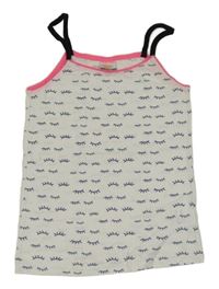 Bílo-neonově růžová košilka s řasami Kids