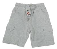 Nové - Šedé melírované teplákové cargo kraťasy F&F