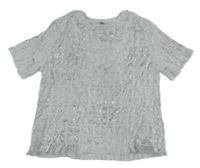 Bílo-stříbrná vzorovaná crop halenka C&A