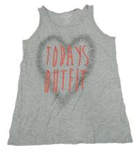 Šedý melírovaný top s nápisem a srdíčkem C&A