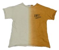 Smetanovo-okrové tričko s nápisem Zara