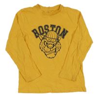 Žluté triko s leopardem a nápisem OVS