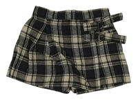 Černo-béžové kostkované sukňové kraťasy Zara