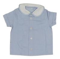 Světlemodro-bílá kostkovaná košile s límečkem 