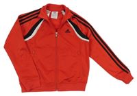 Červená propínací mikina s logem a proužky Adidas