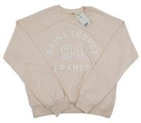 Nové - Světlerůžová crop mikina s nápisem H&M