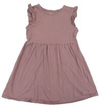 Světlevínové bavlněné šaty s volánky H&M