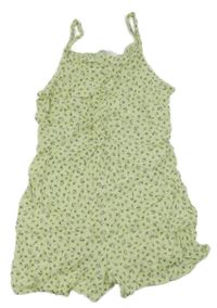 Světlezelený kytičkovaný letní overal H&M