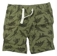 Khaki plátěné kraťasy s dinosaury H&M