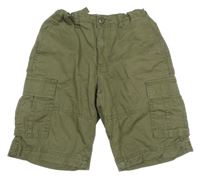 Khaki riflové cargo kraťasy Jack & Jones