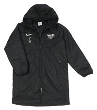 Tmavomodrá šusťáková zimní fotbalová parka s kapucí Nike