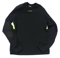 Černo-neonově zelené funkční sportovní brankářské triko Kipsta