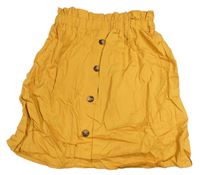 Hořčicová paper bag sukně s knoflíky SHEIN