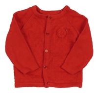 Červený vzorovaný propínací svetr s 3D květem Nutmeg