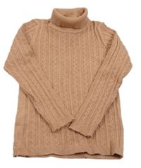 Skořicový melírovaný žebrovaný vzorovaný svetrový rolák Next