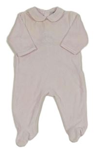 Světlerůžový sametový overal s písmenky a límečkem DP...am bébé