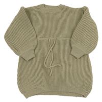 Béžová žebrovaná pletená tunika SHEIN