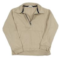 Světlebéžová mikina s kapsou a límečkem M&S