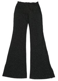 Černo-stříbrné melírované flare slavnostní kalhoty WE