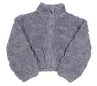 Levandulová chlupatá crop bunda se srdíčky SHEIN