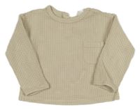 Světlebéžová žebrovaná oversize mikina s kapsou H&M